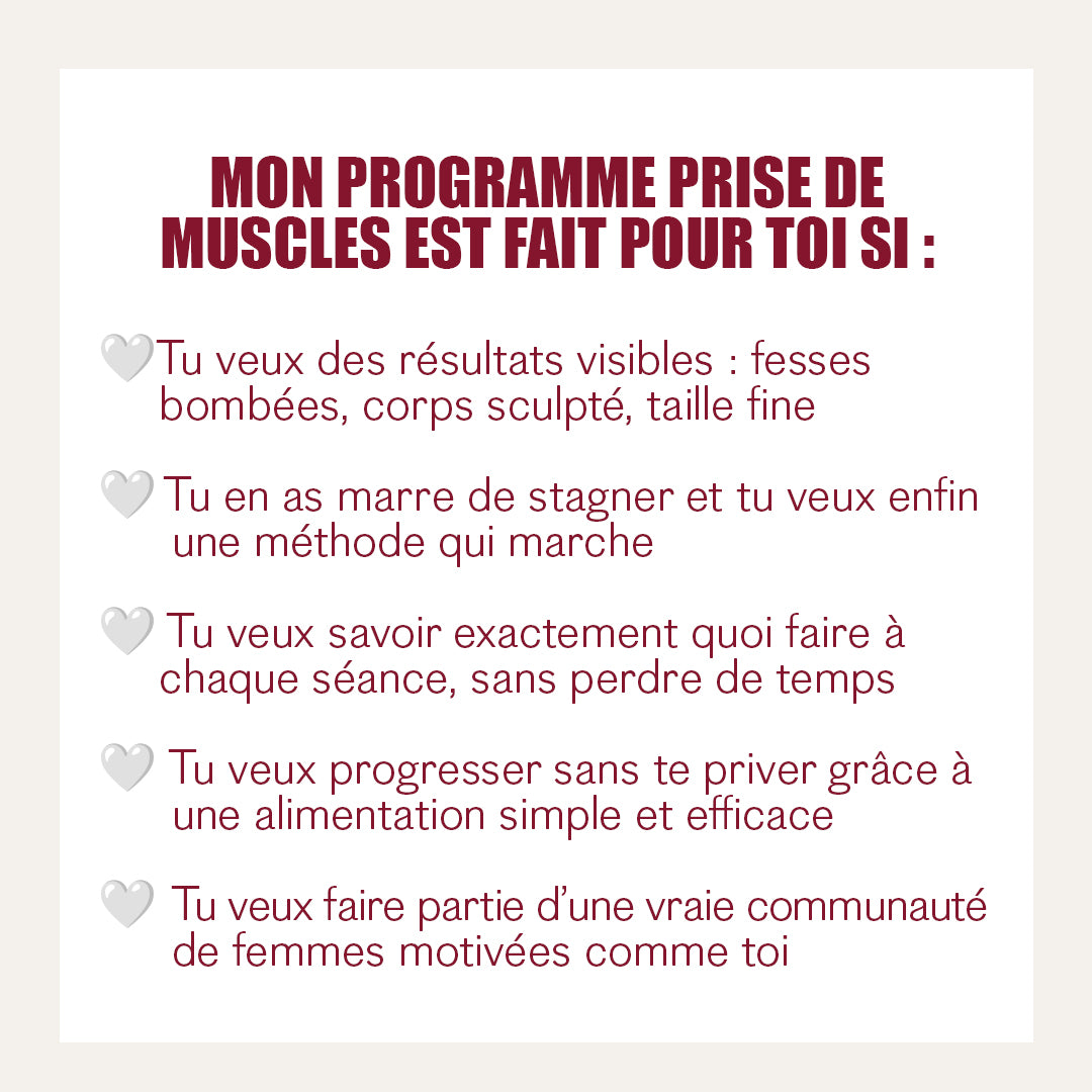 PROGRAMME PRISE DE MUSCLES - Fesses bombées et silhouette sculptée